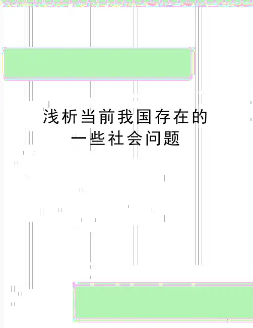 最新浅析当前我国存在的一些社会问题