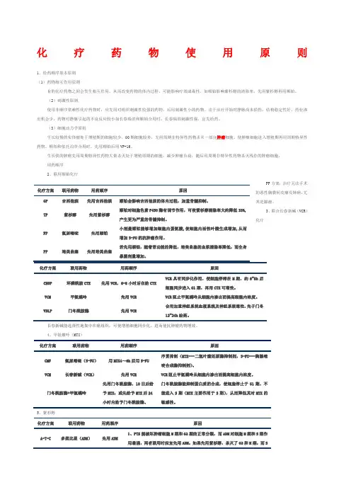 化疗药物给药顺序原则
