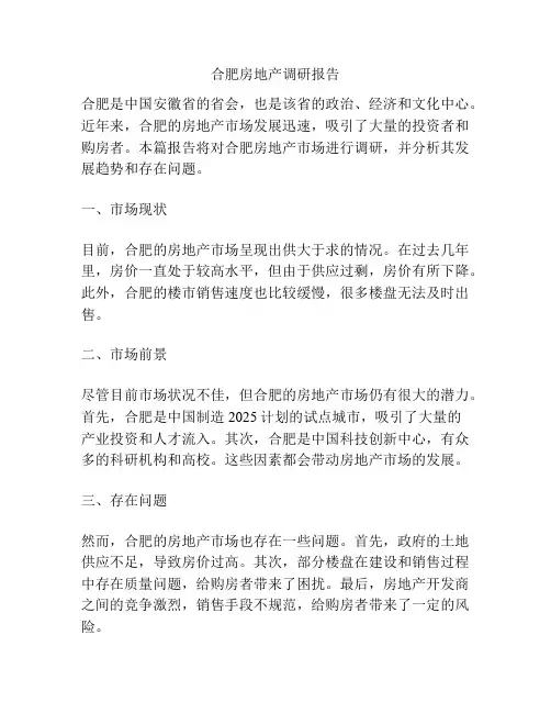合肥房地产调研报告