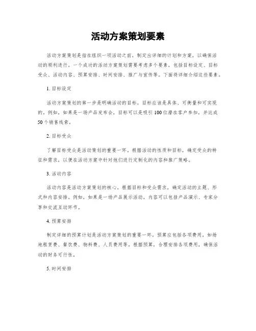 活动方案策划要素