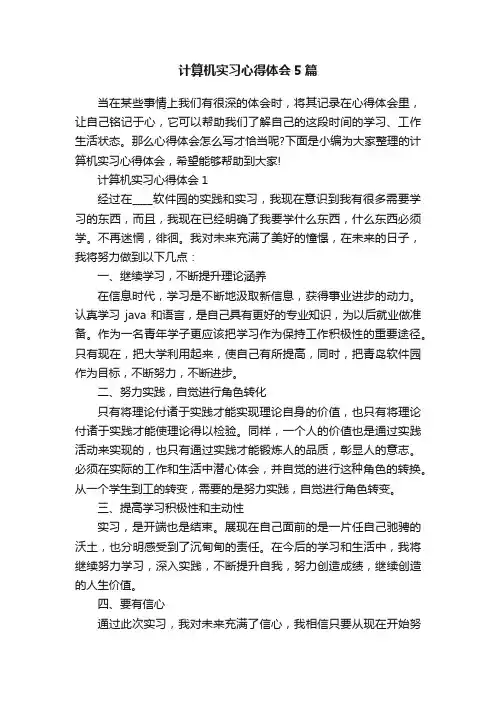 计算机实习心得体会5篇