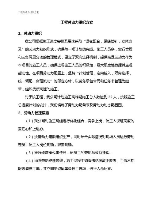 工程劳动力组织方案