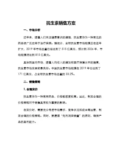 抗生素销售方案
