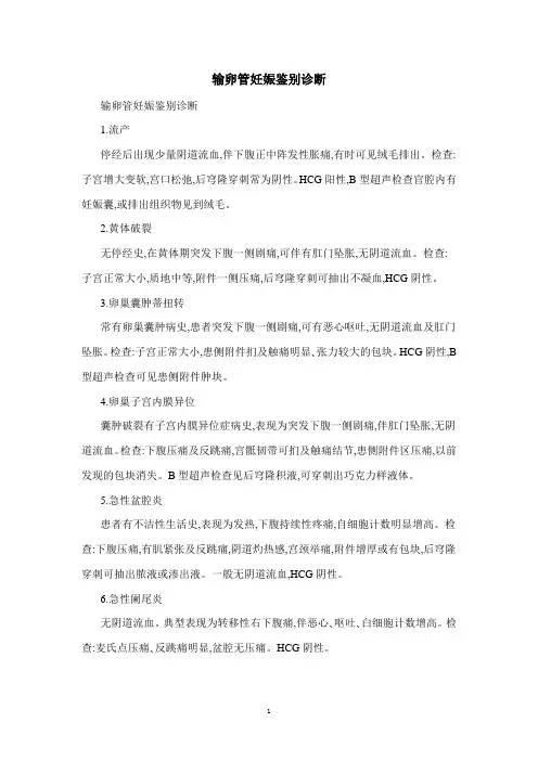 输卵管妊娠鉴别诊断