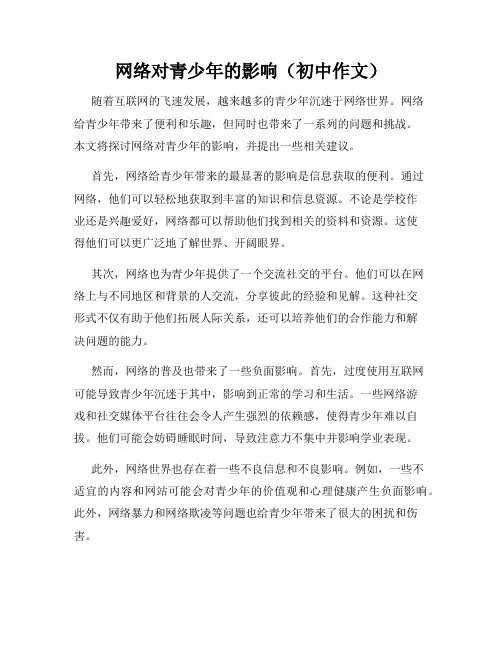 网络对青少年的影响(初中作文)