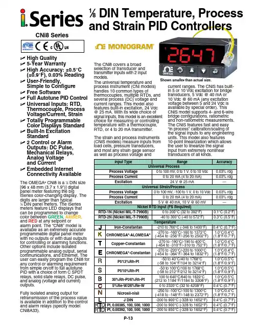 Omega CNi8 1 8 DIN 数字面板表说明书