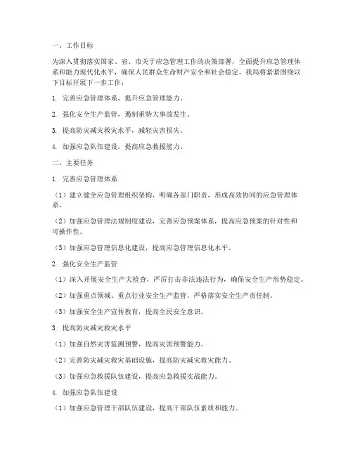 应急管理局下一步工作计划