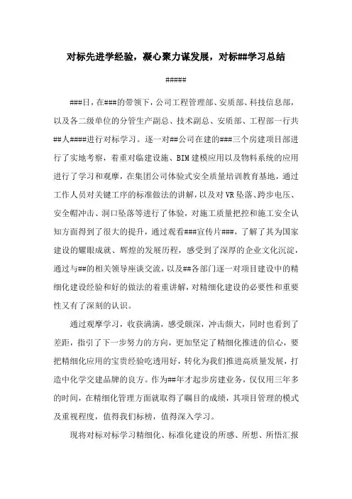 对标先进学经验,凝心聚力谋发展,对标学习总结