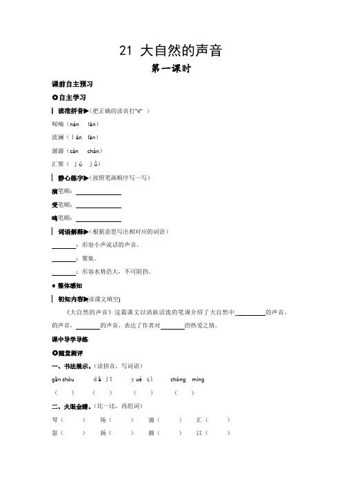 21 大自然的声音   同步练习(含答案)