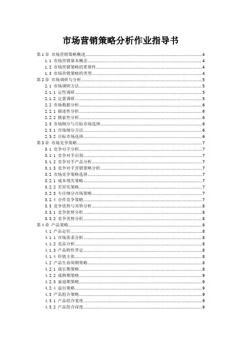 市场营销策略分析作业指导书