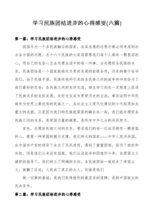 学习民族团结进步的心得感受(六篇)