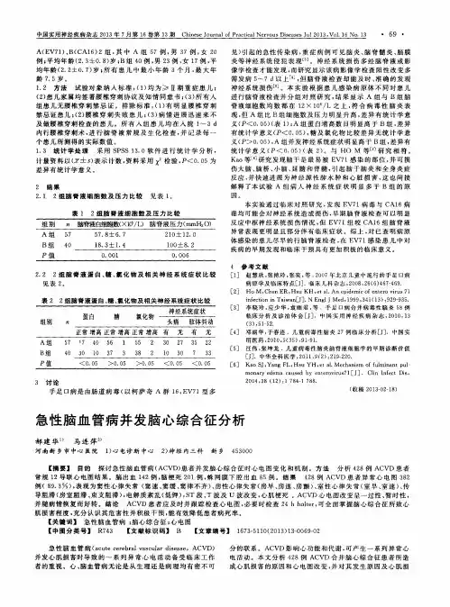 急性脑血管病并发脑心综合征分析