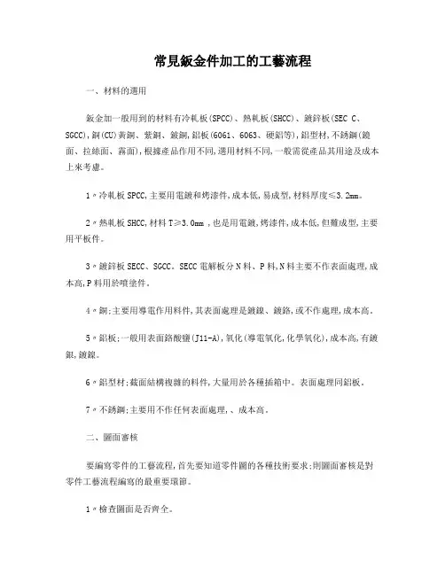 常见钣金件加工的工艺流程