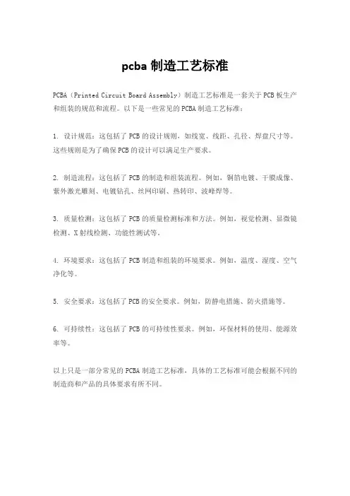 pcba制造工艺标准