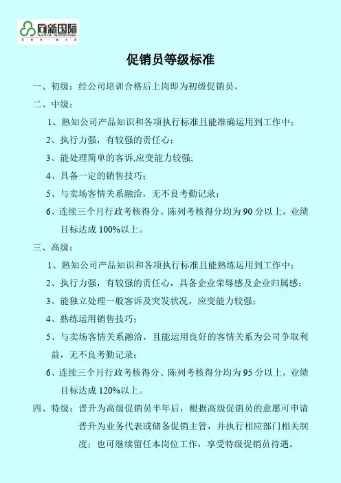 促销员等级标准