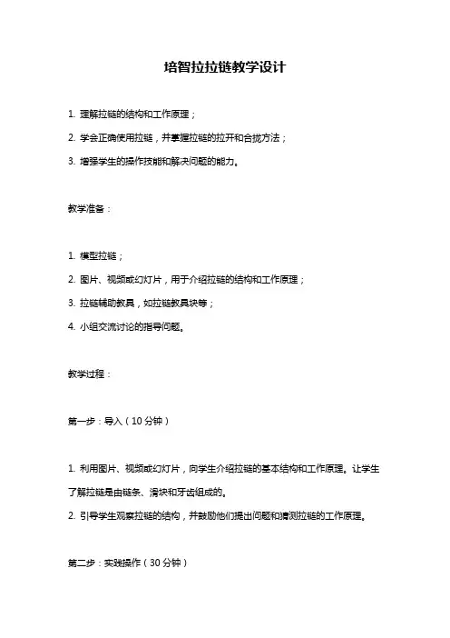 培智拉拉链教学设计