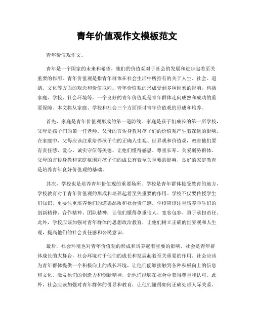 青年价值观作文模板范文