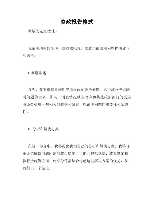 咨政报告格式