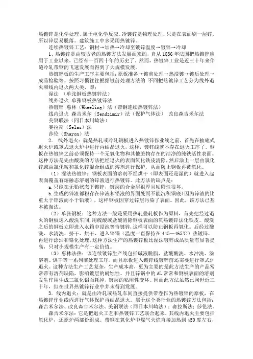 热镀锌工艺
