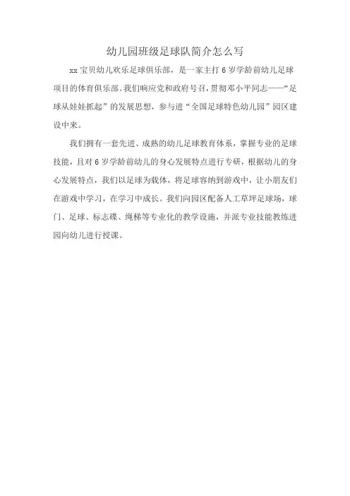 幼儿园班级足球队简介怎么写