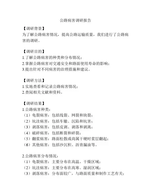 公路病害调研报告