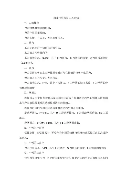 相互作用力知识点总结