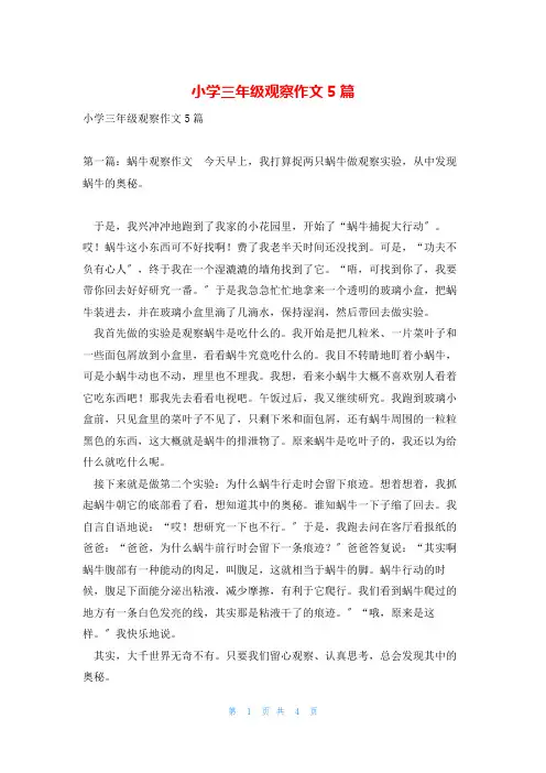 小学三年级观察作文5篇