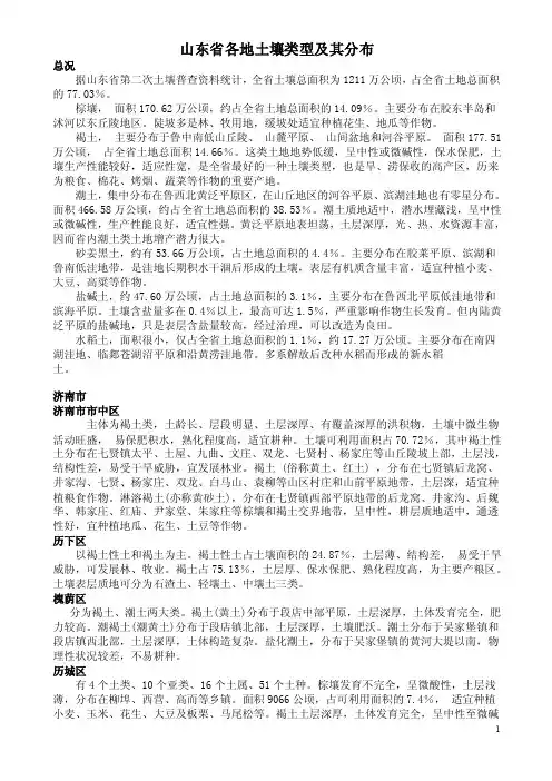 山东省各地土壤类型及其分布