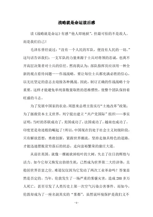 战略就是命运读后感