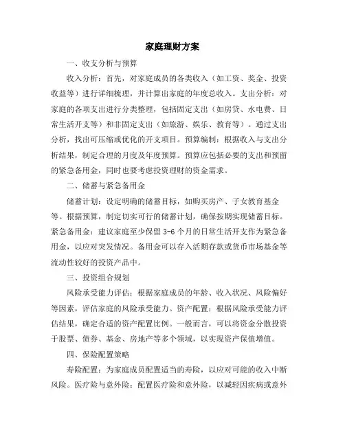 家庭理财方案