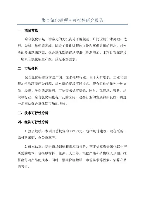 聚合氯化铝项目可行性研究报告