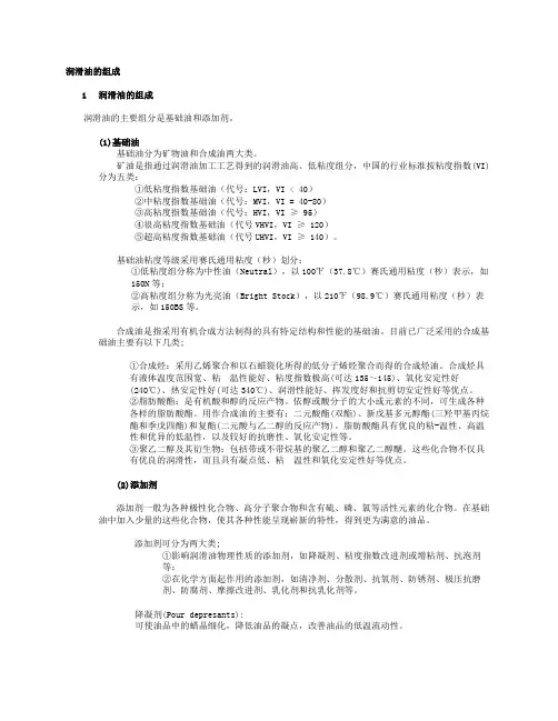 润滑油的组成