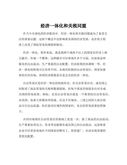 经济一体化和关税同盟