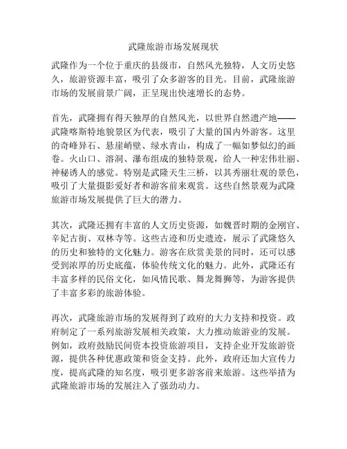 武隆旅游市场发展现状
