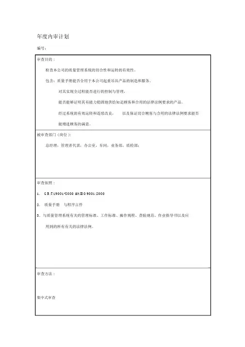 年度内审计划