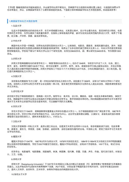 韩国留学知名艺术院校推荐