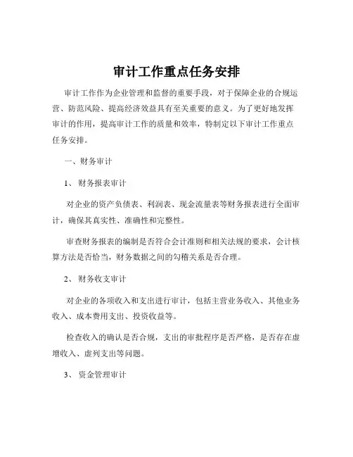 审计工作重点任务安排