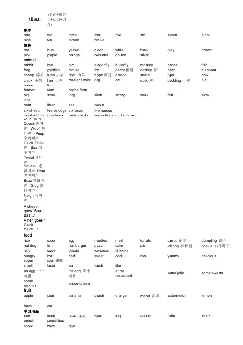 上海牛津小学英语一年级英语下册词汇及句子 - e商务