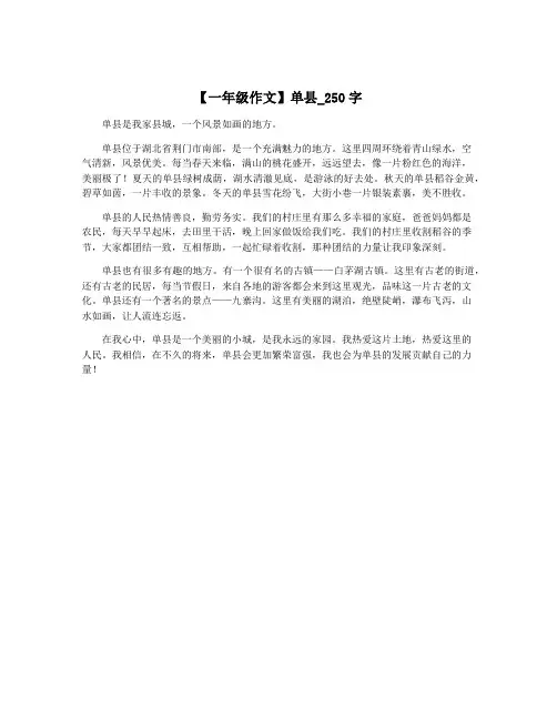 【一年级作文】单县_250字