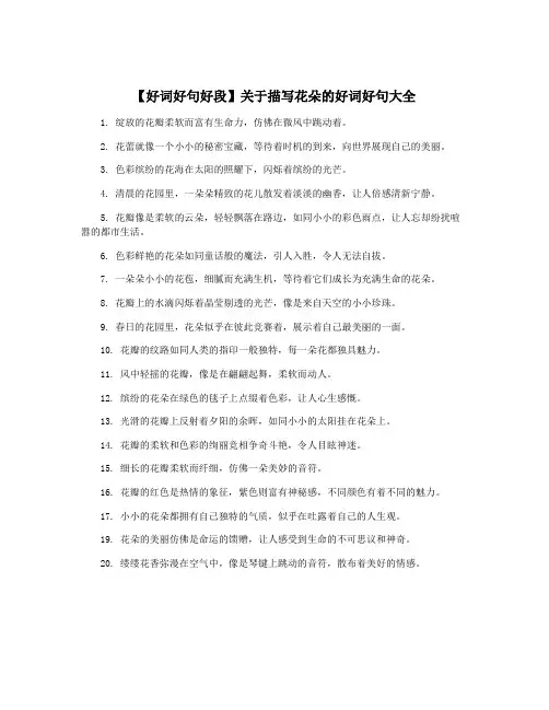 【好词好句好段】关于描写花朵的好词好句大全