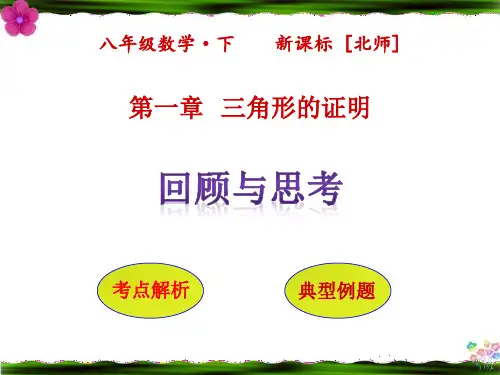 最新北师大版八年级数学下册第一章三角形的证明回顾与思考PPT课件
