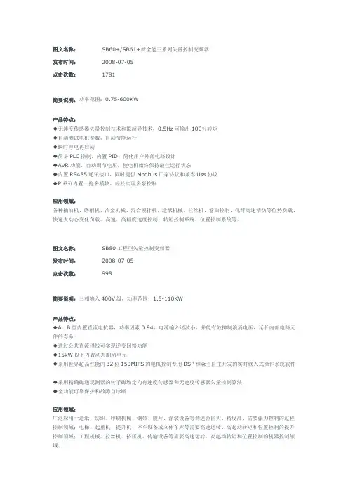 森兰变频器-产品说明