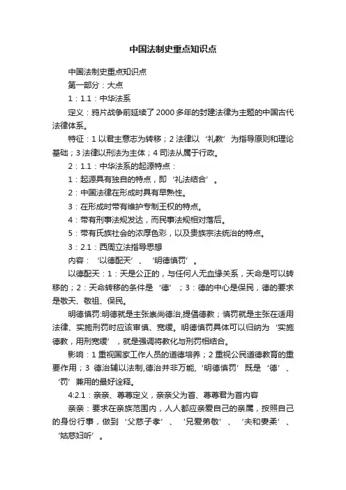 中国法制史重点知识点