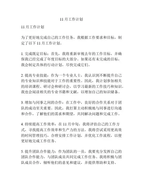 11月工作计划