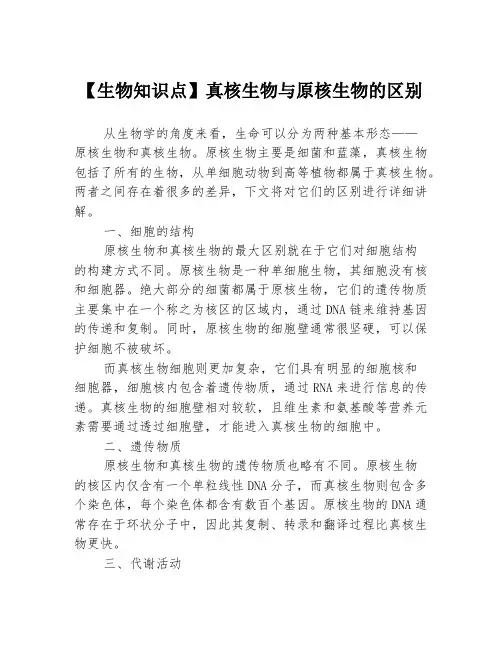 【生物知识点】真核生物与原核生物的区别