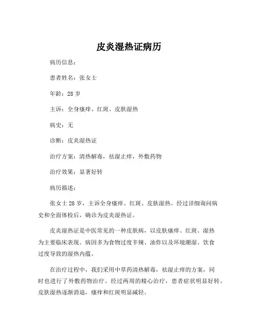 皮炎湿热证病历