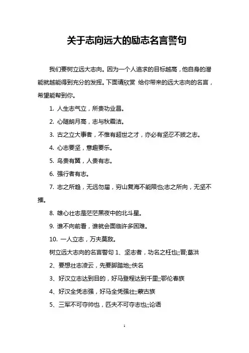 关于志向远大的励志名言警句