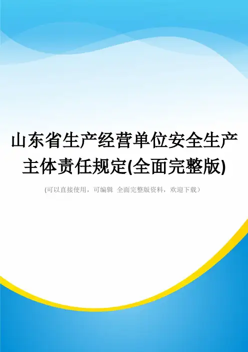 山东省生产经营单位安全生产主体责任规定(全面完整版)