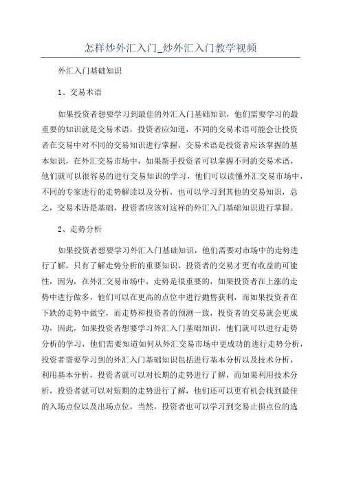 怎样炒外汇入门_炒外汇入门教学视频