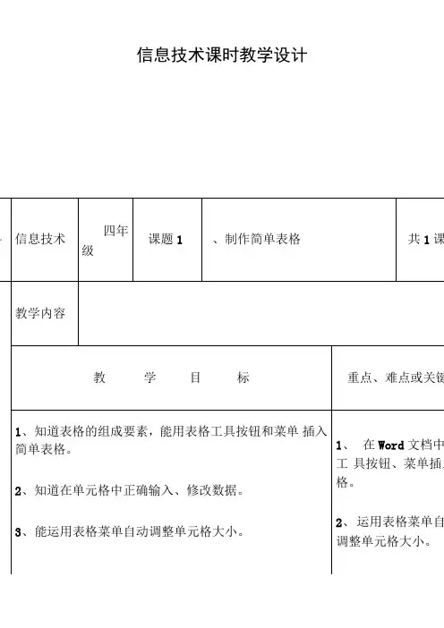 闽教新版信息技术四年级下册全册教案汇总